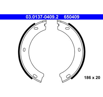 Sada brzdových čelistí, parkovací brzda ATE 03.0137-0409.2