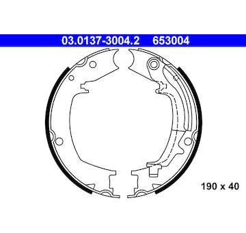 Sada brzdových čelistí, parkovací brzda ATE 03.0137-3004.2