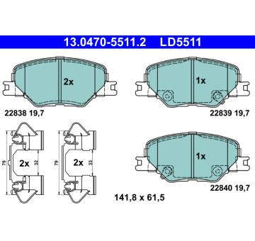 Sada brzdových destiček, kotoučová brzda ATE 13.0470-5511.2