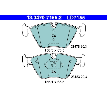 Sada brzdových destiček, kotoučová brzda ATE ATE 13.0470-7155.2