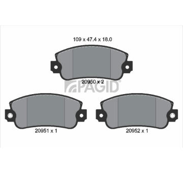 Sada brzdových destiček, kotoučová brzda PAGID T0624N