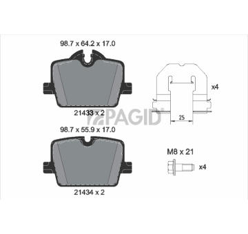 Sada brzdových destiček, kotoučová brzda PAGID T2887N