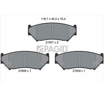 Sada brzdových destiček, kotoučová brzda PAGID T3081N