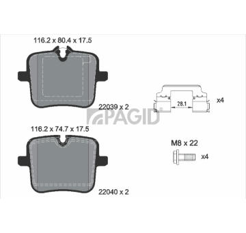 Sada brzdových destiček, kotoučová brzda PAGID T2735N