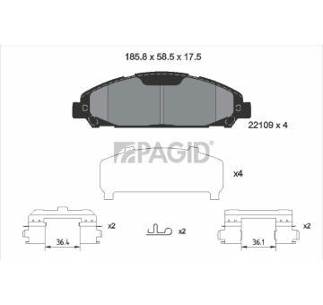 Sada brzdových destiček, kotoučová brzda PAGID T2674N