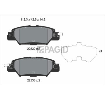 Sada brzdových destiček, kotoučová brzda PAGID T2544N