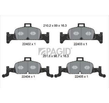 Sada brzdových destiček, kotoučová brzda PAGID T2546N