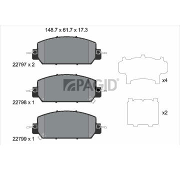 Sada brzdových destiček, kotoučová brzda PAGID T2738N
