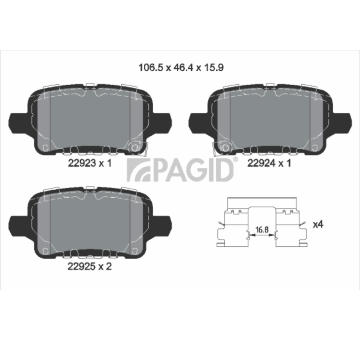 Sada brzdových destiček, kotoučová brzda PAGID T2741N