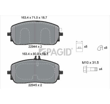 Sada brzdových destiček, kotoučová brzda PAGID T2799N