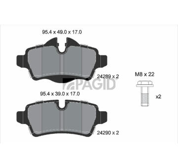 Sada brzdových destiček, kotoučová brzda PAGID T1738N