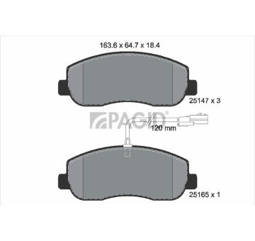 Sada brzdových destiček, kotoučová brzda PAGID T1969N
