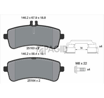 Sada brzdových destiček, kotoučová brzda PAGID T2323N