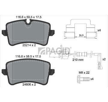 Sada brzdových destiček, kotoučová brzda PAGID T2096N
