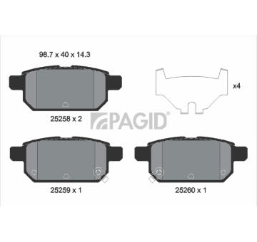 Sada brzdových destiček, kotoučová brzda PAGID T2067N