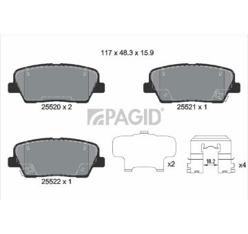 Sada brzdových destiček, kotoučová brzda PAGID T2175N