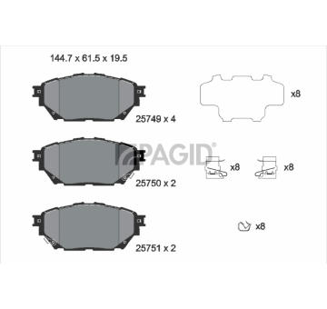 Sada brzdových destiček, kotoučová brzda PAGID T2728N