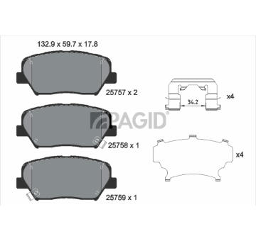 Sada brzdových destiček, kotoučová brzda PAGID T2278N