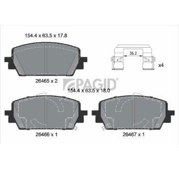 Sada brzdových destiček, kotoučová brzda PAGID T2938N