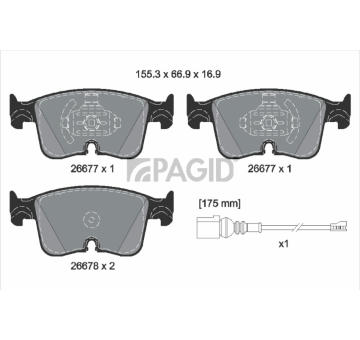 Sada brzdových destiček, kotoučová brzda PAGID T4624N
