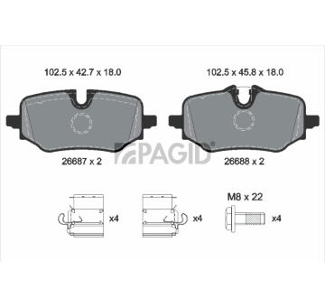 Sada brzdových destiček, kotoučová brzda PAGID T3196N