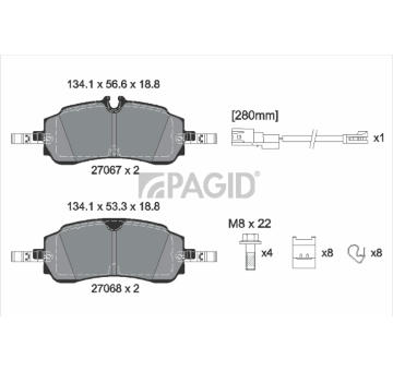 Sada brzdových destiček, kotoučová brzda PAGID T4622N