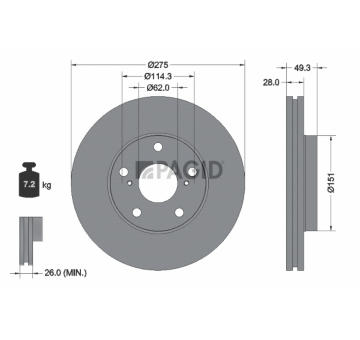 Brzdový kotúč PAGID 53625