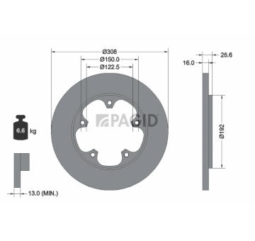 Brzdový kotouč PAGID 55741NC