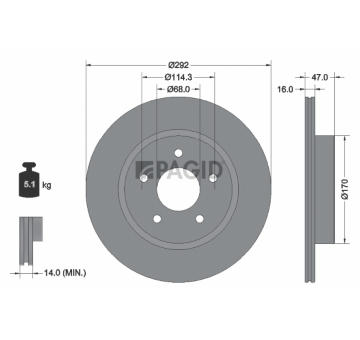 Brzdový kotouč PAGID 55781NC