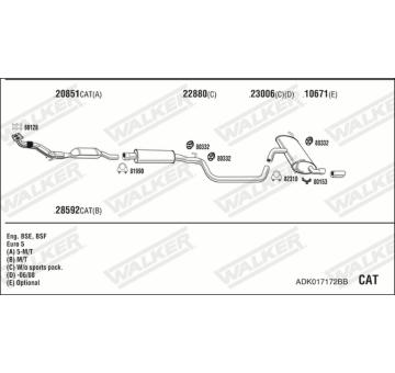 Výfukový systém WALKER ADK017172BB