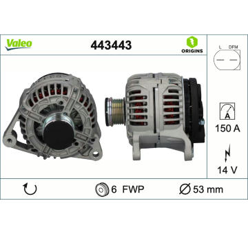 Alternátor VALEO 443443