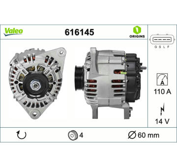Alternátor VALEO 616145