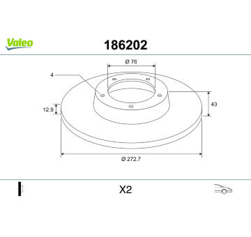 Brzdový kotouč VALEO 186202