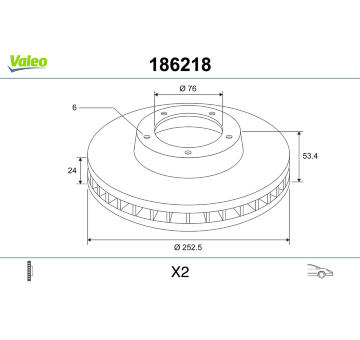 Brzdový kotouč VALEO 186218