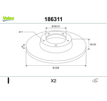 Brzdový kotouč VALEO 186311