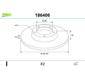Brzdový kotouč VALEO 186406