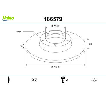 Brzdový kotouč VALEO 186579