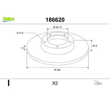 Brzdový kotouč VALEO 186620