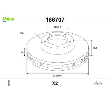 Brzdový kotouč VALEO 186707