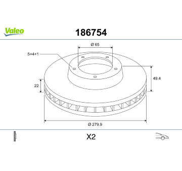 Brzdový kotouč VALEO 186754