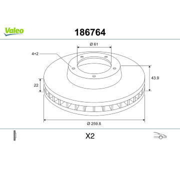 Brzdový kotouč VALEO 186764