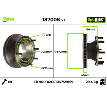Brzdový kotouč VALEO 187008