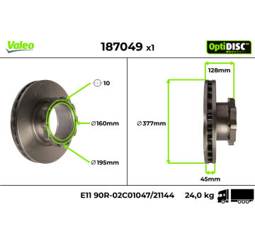 Brzdový kotouč VALEO 187049