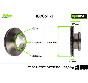 Brzdový kotouč VALEO 187051