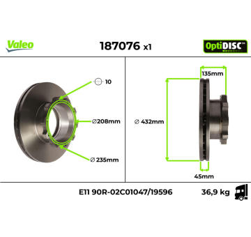 Brzdový kotúč VALEO 187076