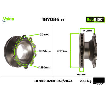 Brzdový kotúč VALEO 187086