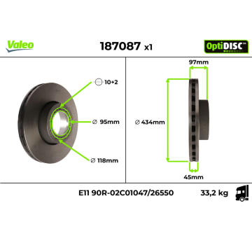 Brzdový kotouč VALEO 187087