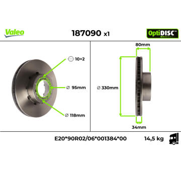 Brzdový kotouč VALEO 187090