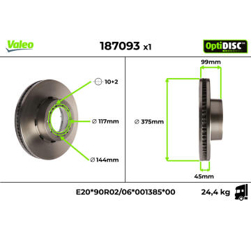 Brzdový kotouč VALEO 187093