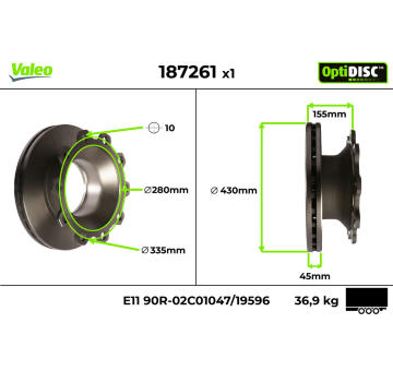 Brzdový kotúč VALEO 187261